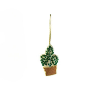 Creative Co-op 3 Leaved Potted Plant Ornament Bauble-image