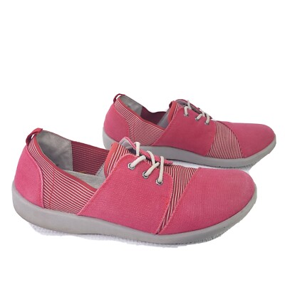 Clark Cloudsteppers Sillian Joss Shoes Red Striped Wrap Sneakers Size 10-image