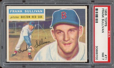 1956 Topps Baseball #71 Frank Sullivan White Back PSA 7-image