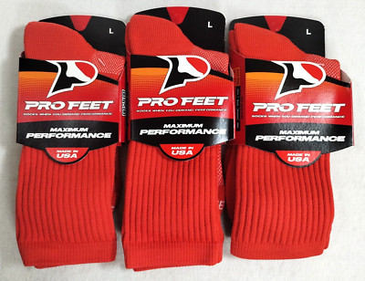 PRO FEET Maximum Performance Crew Socks Size L Large Orange 3 Pairs-image