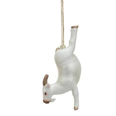 Creative Co-op Goat in Yoga Pose Mercury Glass Ornament Bauble-image