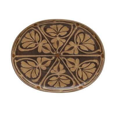Creative Co-Op oval stoneware tray platter -image