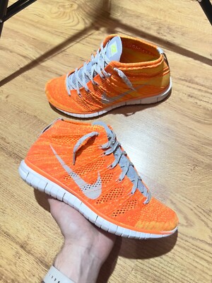 Nike Free Flyknit Chukka Total Orange Mid Top Sneakers 639700-800 Men's Size US8-image