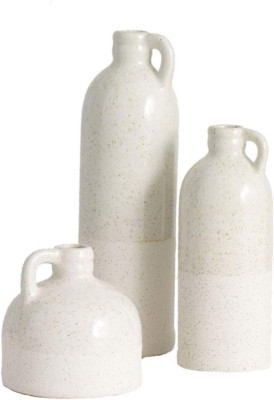 Sullivans Modern Farmhouse Distressed Two-Toned White Small Ceramic Jug Set of T-image