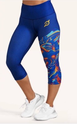 Peloton x Temi Coker Bowie Capri Leggings Blue Orange Mid Rise Womens Small-image