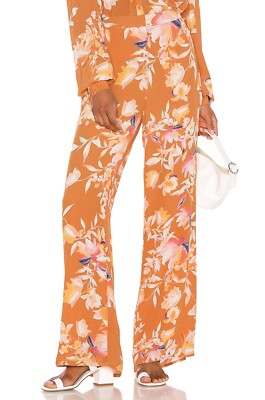 NWT RETAIL $188 REVOLVE SONG OF STYLE Rust Floral Orange Pant Womens Bottoms XS-image