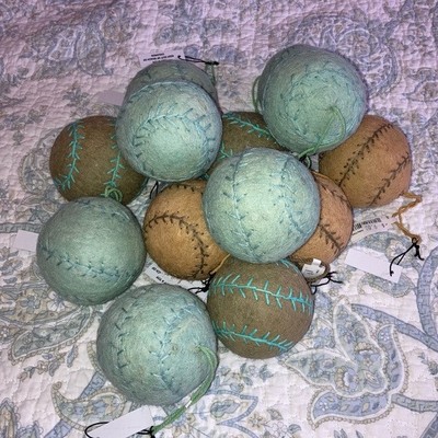 Baseball Ornaments Wool Baseballs 10 NEW with Tags NWT-image