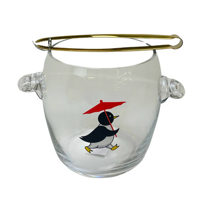 Creative Co-op Penguin Ice Bucket with Tongs Novelty Glass-image