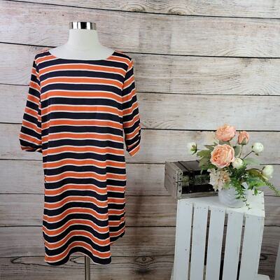 Everly Orange Navy Striped Tunic Dress Large-image