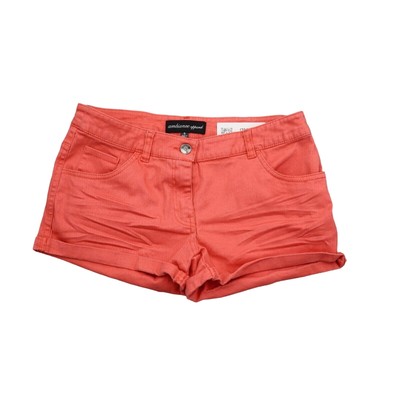 Ambiance Apparel Shorts Womens S Orange Mid Rise Flat Front Boyfriend Bottoms-image