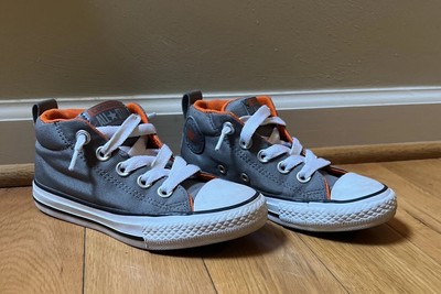 Converse All Star Mid Top Gray/orange With Padded Tongue- Sz 12 Junior 656879F-image