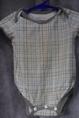 Creative Co-op Unisex Baby White Striped Short Sleeve Body Suit 6-9 Months-image