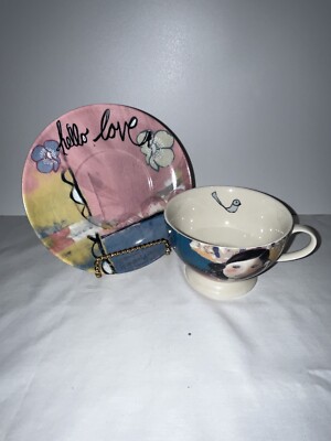 Creativeco-op Kelly Rae Roberts Hello Love Cup and Saucer Set 8 oz-image