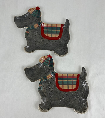 Creative Co-Op Scottie Dog Dish Platters Set Of Two 