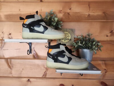 Nike Air Force 1 Youth 6.5Y Gray Black Orange Utility Mid Orca 2018 AQ3693-300-image