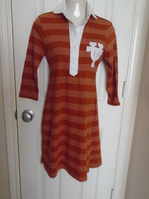 Universal UT Orange/White Striped Stretch Dress 3/4 Sleeve XS Pre-Owned-image