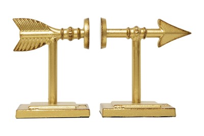 Creative Co-Op Decorative Cast Metal Arrow Bookends, Gold, Set of 2-image