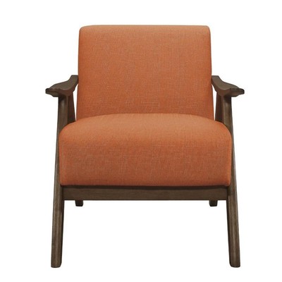 Pemberly Row Mid-Century Upholstered Fabric Accent Chair in Orange-image