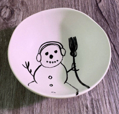 Creative Co-op Snowman White Small Christmas Candy Dish - 4