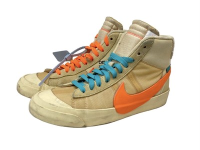 NIKE Men 9.0US   Off-White Blazer Mid Sneakers Aa3832-700 Us9 Beige Orange Men'S-image