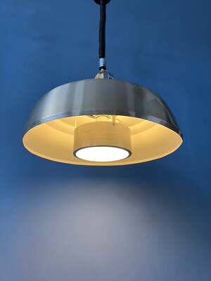 Mid Century Aluminium Pendant Lamp with Orange Lacquer-image