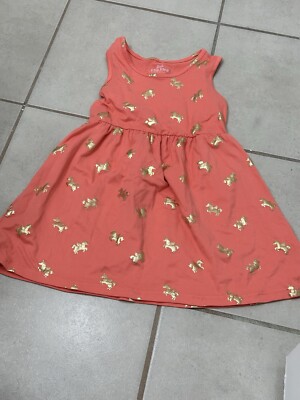 Girls flip flop orange unicorn dress size 6-image