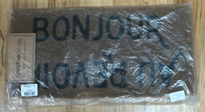BONJOUR / AU REVOIR DOORMAT -NWT- creative co-op-image