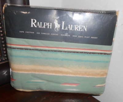NEW RALPH LAUREN Hawk Springs Southwest MESA Aqua FULL FLAT Sheet-image