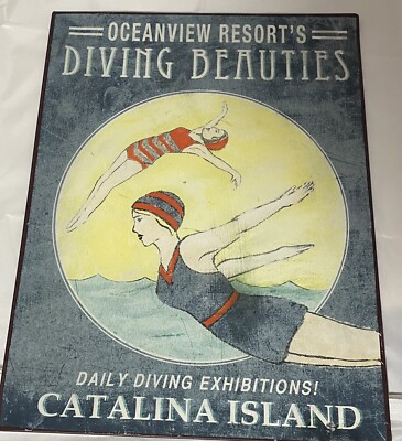 creative co-op da5132 metal diving beauties wall decor-image