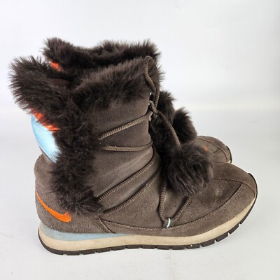 Nike Mid-Suede Winter Boots Women's Size 8.5 Brown Orange Ice Blue-image