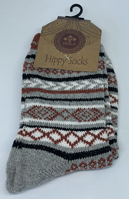 Men’s Socks - Aztec Grey Orange Mix - Mid-Calf - Cotton Polyester Spandex-image