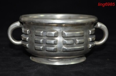 China Tantra Buddhism temple Tibetan silver joss Incense burner Censer statue-image