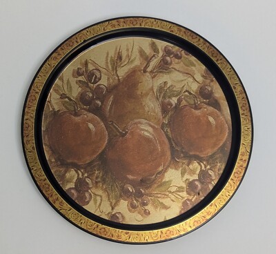 MCM Gold, Brown And Orange Fruit Motif Metal Tray-image