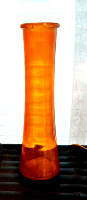 MCM Mid Century vase Modern Clear orange Glass Tall Flower Vase 14 3/4