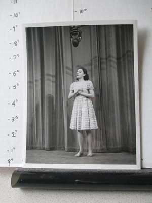 CBS TV show photo 1950s TOAST OF TOWN Ed Sullivan young girl singing microphone-image
