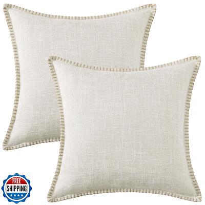decorUhome Decorative Outdoor Throw Pillow Covers 20x20 Set of 2, Square Line-image