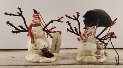 Creative Co-op Set of 2 Resin Snowman Friends Holiday Hanging Ornaments 4