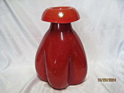 Mid-Century Italian Murano Style Orange Atomic LOBED Art Glass Vase 9