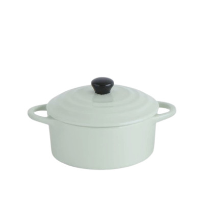 Creative Co-op Light Green Stoneware Mini Baker with Lid-image
