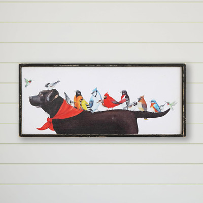 Creative Co-Op Birds & Dog Framed Wall Décor-image