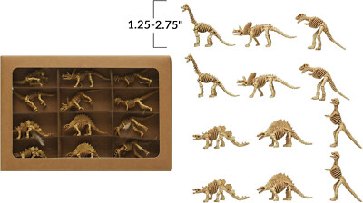 New Creative Co-Op Miniature Plastic Dinosaur Skeletons Boxed Set 12 Antiqued-image