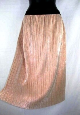 Elaine Rose Womens Metallic Skirt Size 2 Copper Orange Mid Calf Pleated Straight-image