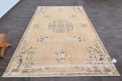 Oushak Turkish Vintage Rug 5x9 Kilim Rug Anatolian Handmade Boho Decor ORANGE-image