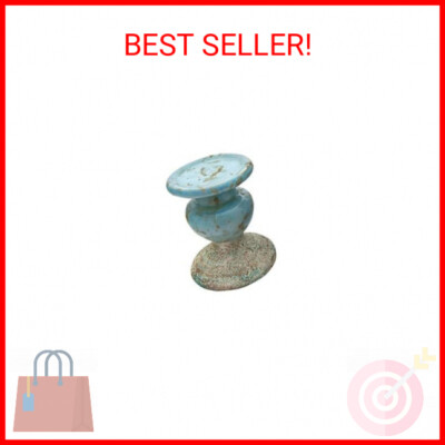Creative Co-Op Small Distressed Blue Terracotta Pillar Candle Holder-image