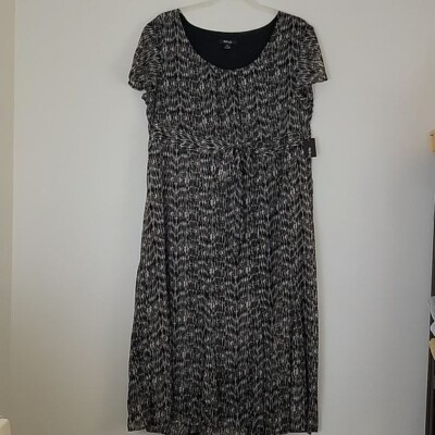NWT Style & Co. Notting Hill Wood Texture Black & Tan Print Dress 20W-image