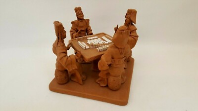 JOSS STICK MAH JONG GAME SCULPTURE TAY GUAN HENG SINGAPORE CINNAMON BARK SIGNED-image