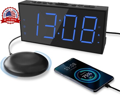 Reloj Despertador Alarma de Mesa Con Espejo Digital,with USB Charging Port NEW-image