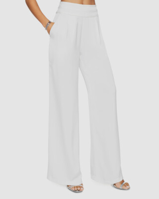 $387 Ramy Brook Women's White High Waist Wide Leg Joss Pants Size 4-image