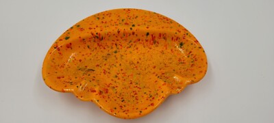 Mid Centry Orange 1970s Speckled Ashtray Trinket Dish-image