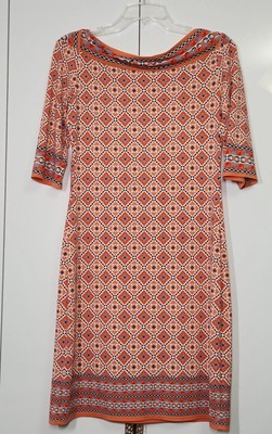 Max Studio Dress Womens Size M Orange Mid Sleeve Casual Summer -image
